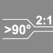 Диапазон усадки 2:1 при 90°