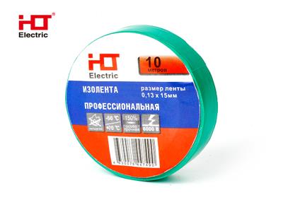 Изолента ПВХ 0,13x15мм 10M (уп./10 шт) Зеленая HLT