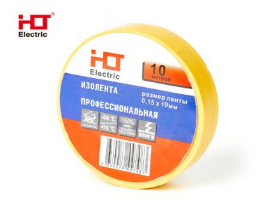 Изолента ПВХ 0,15х19мм 10M (уп./10 шт) желтая HLT