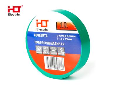 Изолента ПВХ 0,15х19мм 10M (уп./10 шт) зеленая HLT