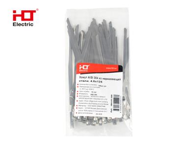 Хомут AISI 304 из нержавеющей стали, 4.6x125 (уп./100 шт.) HLT